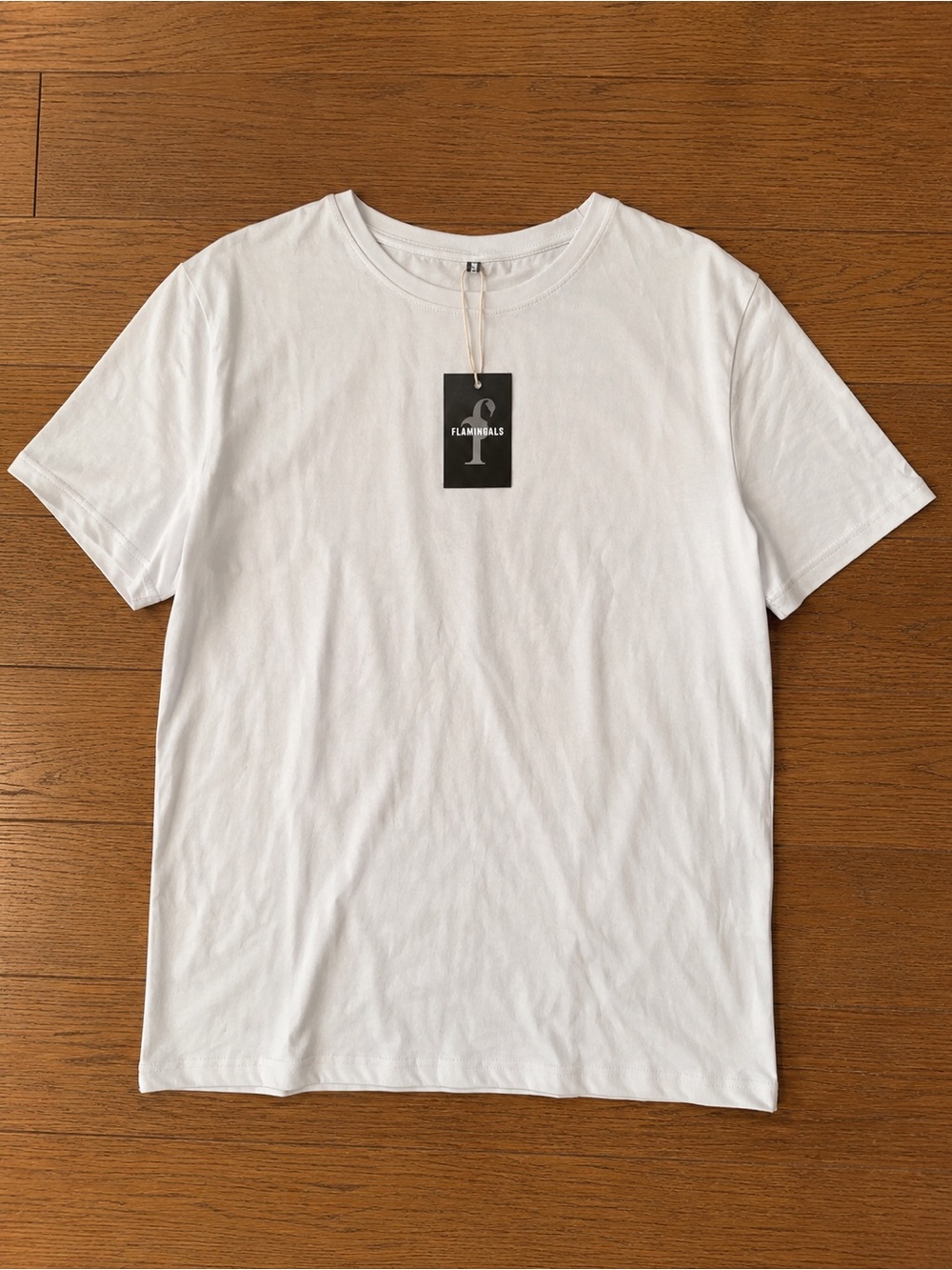 Flamingoals Women's White Short-Sleeve Crew Tee Sz L